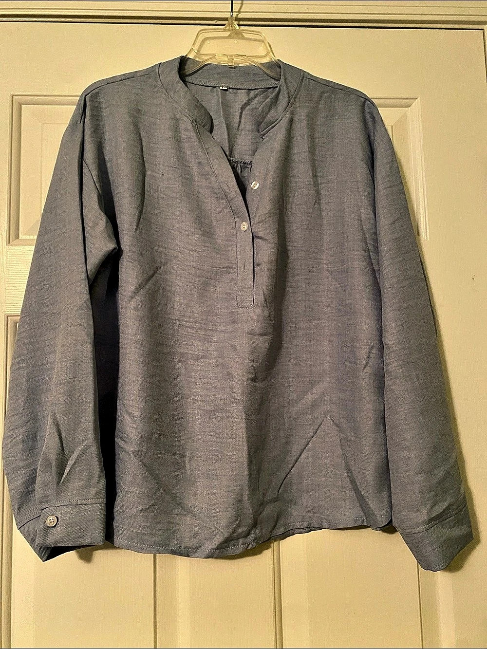 Chambray Blue Button Front Tunic - Large NWOT
